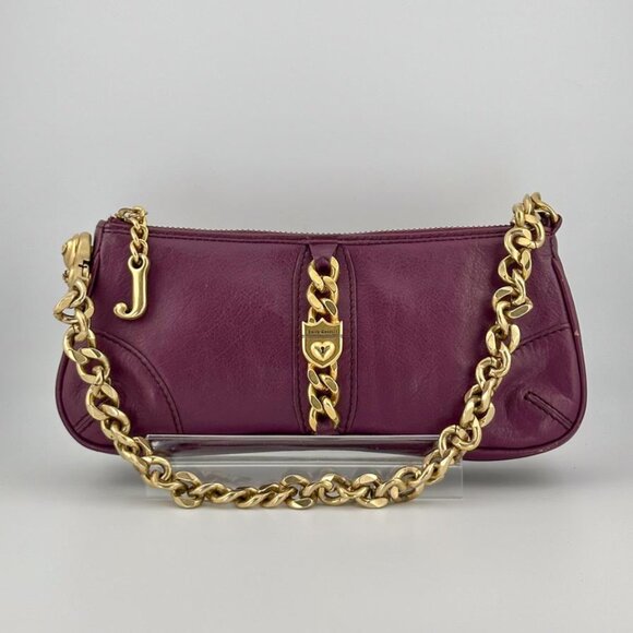 RARE Vintage Y2K Juicy Couture Leather Shoulder Bag with Gold Chain Strap - Picture 1 of 14